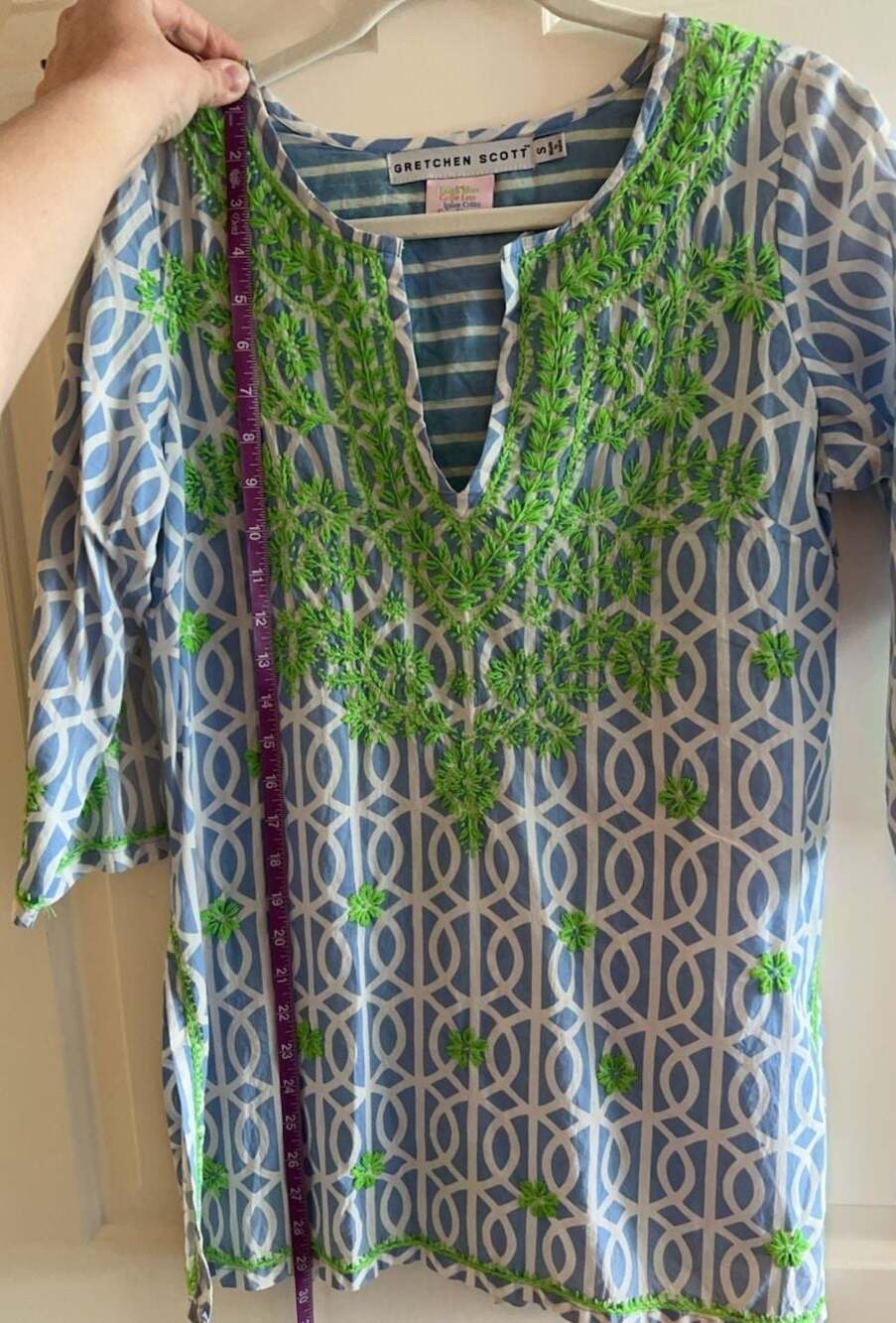 Gretchen Scott Size S Coastal Geometric Embroidered Tunic - Picture 6 of 9